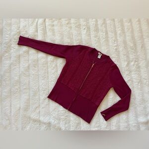 Cache Burgundy Zip-Up Top